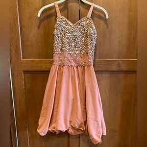 Coral pink sequin dance costume dress